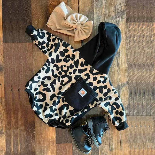 Baby Leopard Hoodie Romper