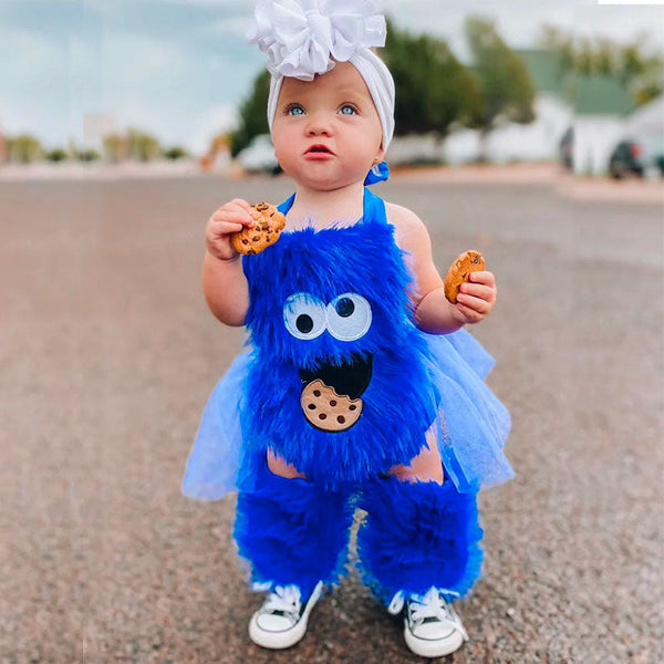 Baby Cookie Monster Romper+ Leg Warmers