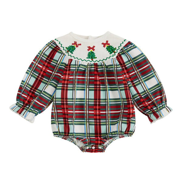 Baby Christmas Checkered Romper