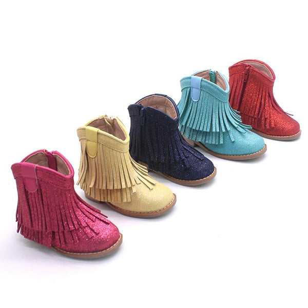 Little Children's Retro Tassel Denim Boots