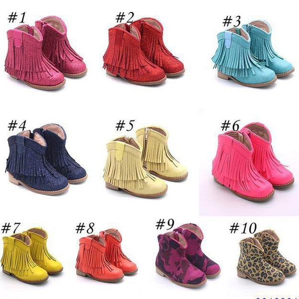 Little children's retro tassel denim princess shoes