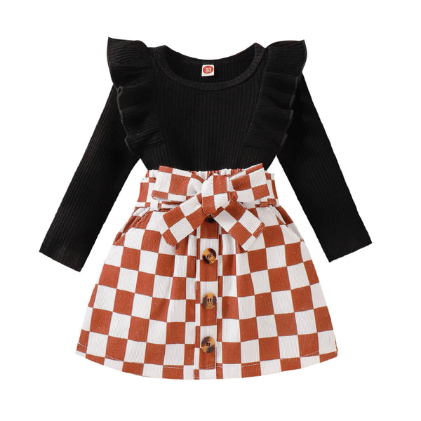 Toddler Checkerboard Skirt Set Pawlulu