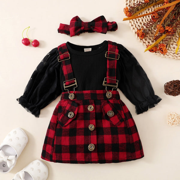 2-Piece Baby Plaid Dresses Pawlulu