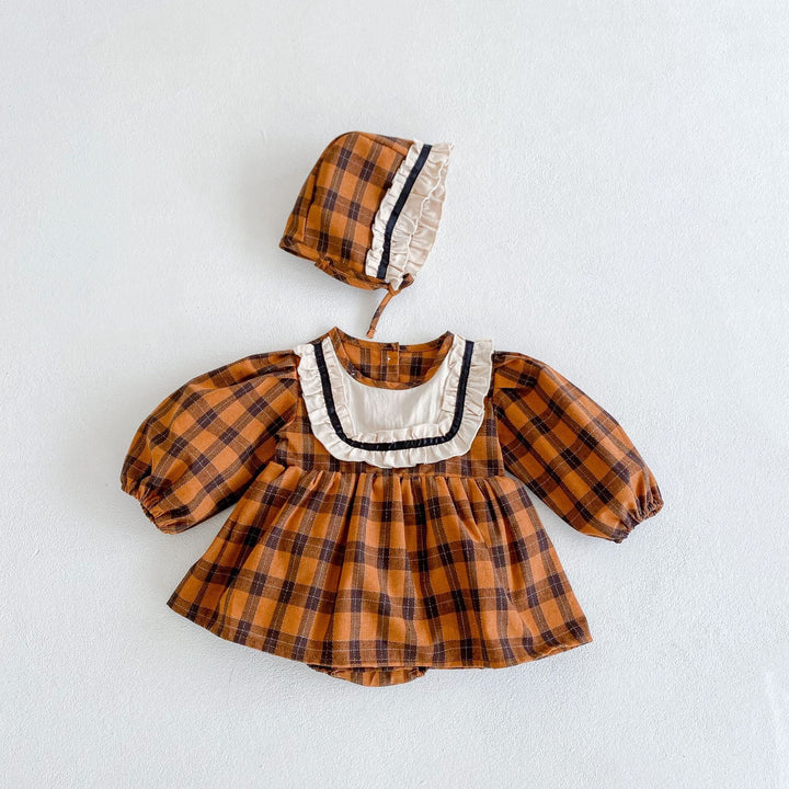 Babygirl Plaid Cotton Romper Suit pawlulu