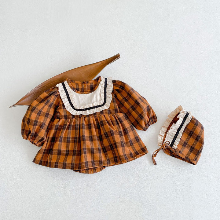 Babygirl Plaid Cotton Romper Suit pawlulu